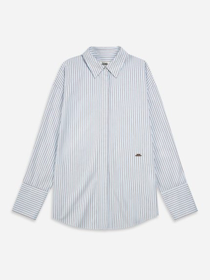 Striped Back Slit Shirt